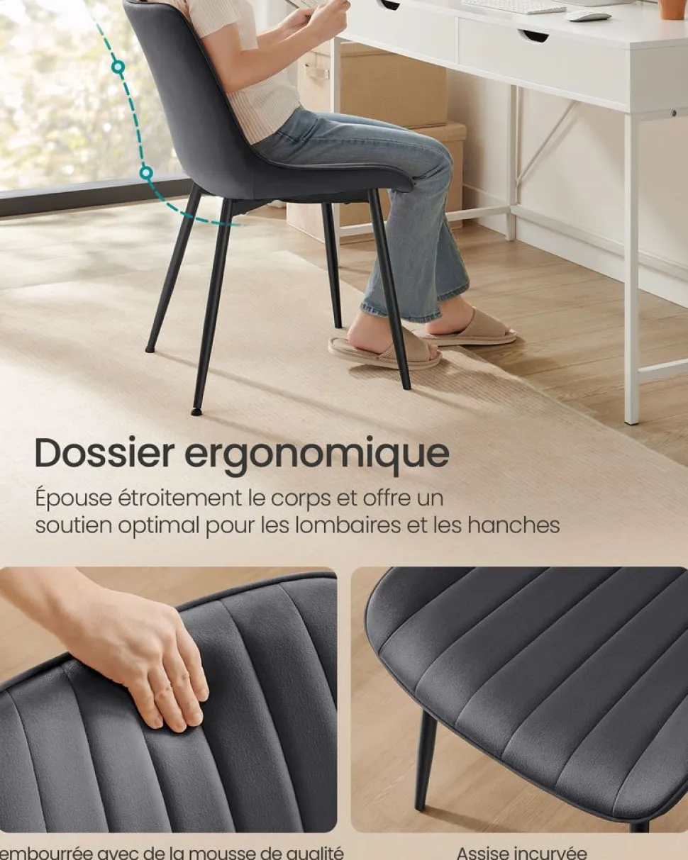 Fashion SONGMICS Chaise salle à manger fauteuil pivotant charge 120 kg marron caramel et noir d'encre