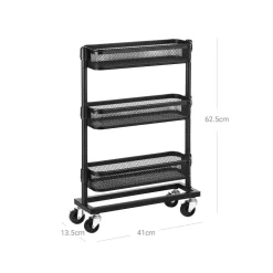 New SONGMICS Chariot à 3 niveaux Noir