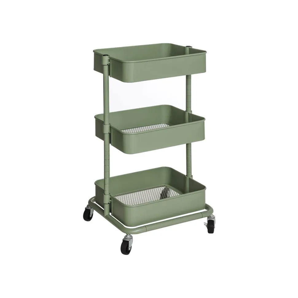 Discount SONGMICS Chariot à 3 Niveaux Vert Olive