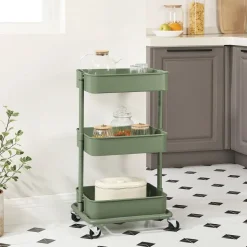 Discount SONGMICS Chariot à 3 Niveaux Vert Olive