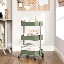 Discount SONGMICS Chariot à 3 Niveaux Vert Olive