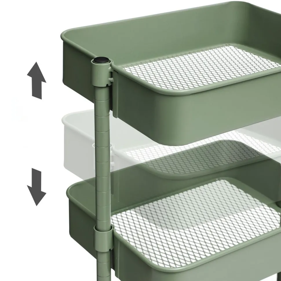 Discount SONGMICS Chariot à 3 Niveaux Vert Olive