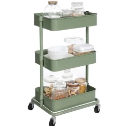 Discount SONGMICS Chariot à 3 Niveaux Vert Olive
