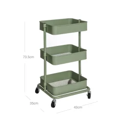 Discount SONGMICS Chariot à 3 Niveaux Vert Olive