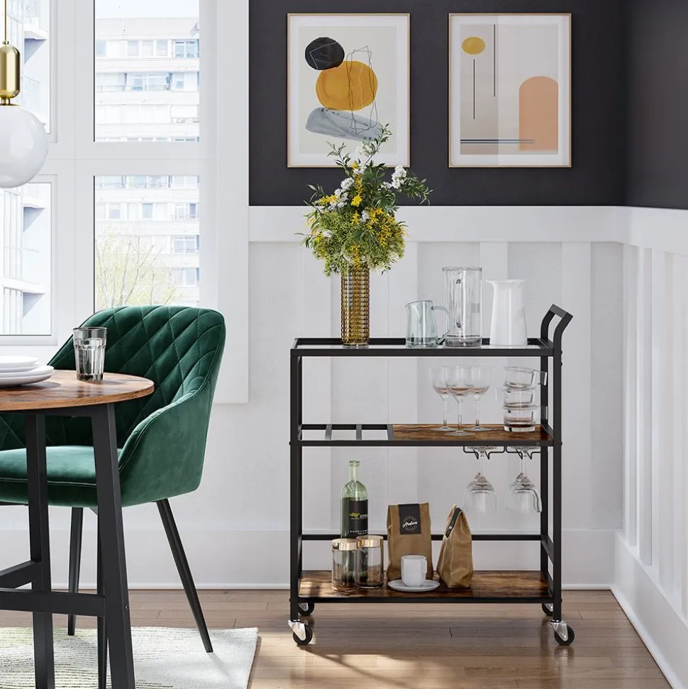 Flash Sale SONGMICS Chariot de bar avec étagère Noir