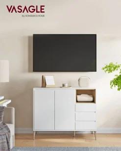 Cheap SONGMICS Chariot de cuisine 3 niveaux avec panier et crochets marron rustique Marron Rustique + Noir D'Encre