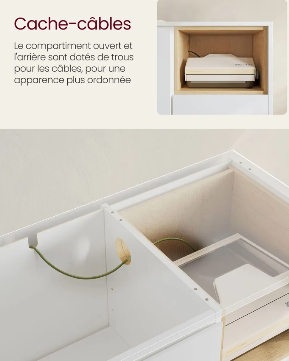 Cheap SONGMICS Chariot de cuisine 3 niveaux avec panier et crochets marron rustique Marron Rustique + Noir D'Encre