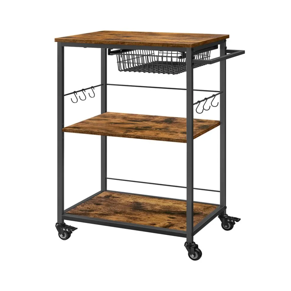 Cheap SONGMICS Chariot de rangement à 3 niveaux noir d’encre