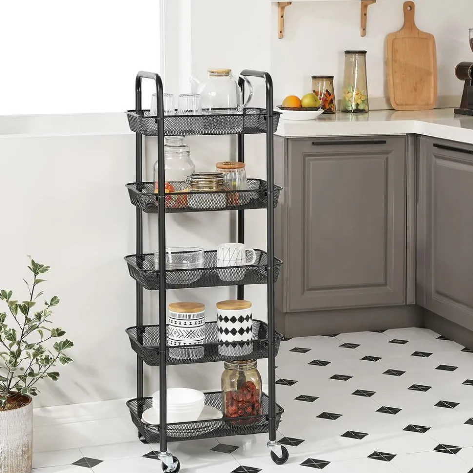 Clearance SONGMICS Chariot mobile à 5 niveaux Noir