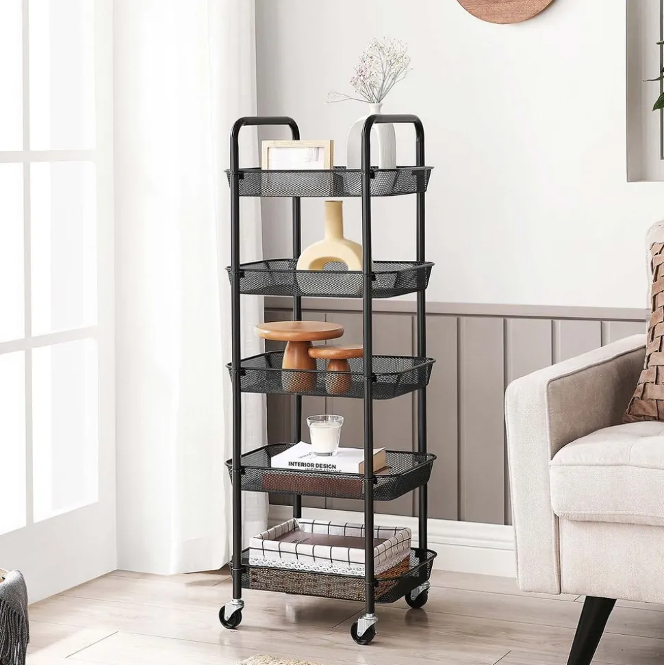 Clearance SONGMICS Chariot mobile à 5 niveaux Noir