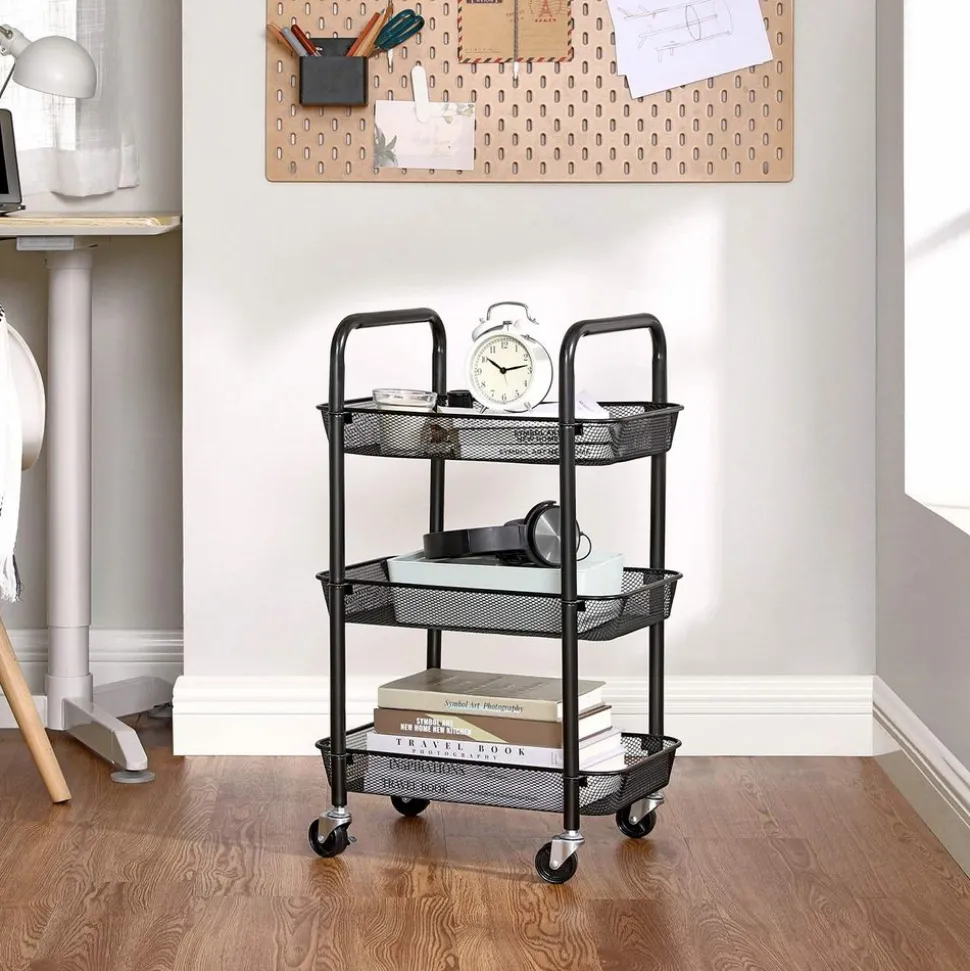 Flash Sale SONGMICS Chariot mobile à 3 niveaux Noir