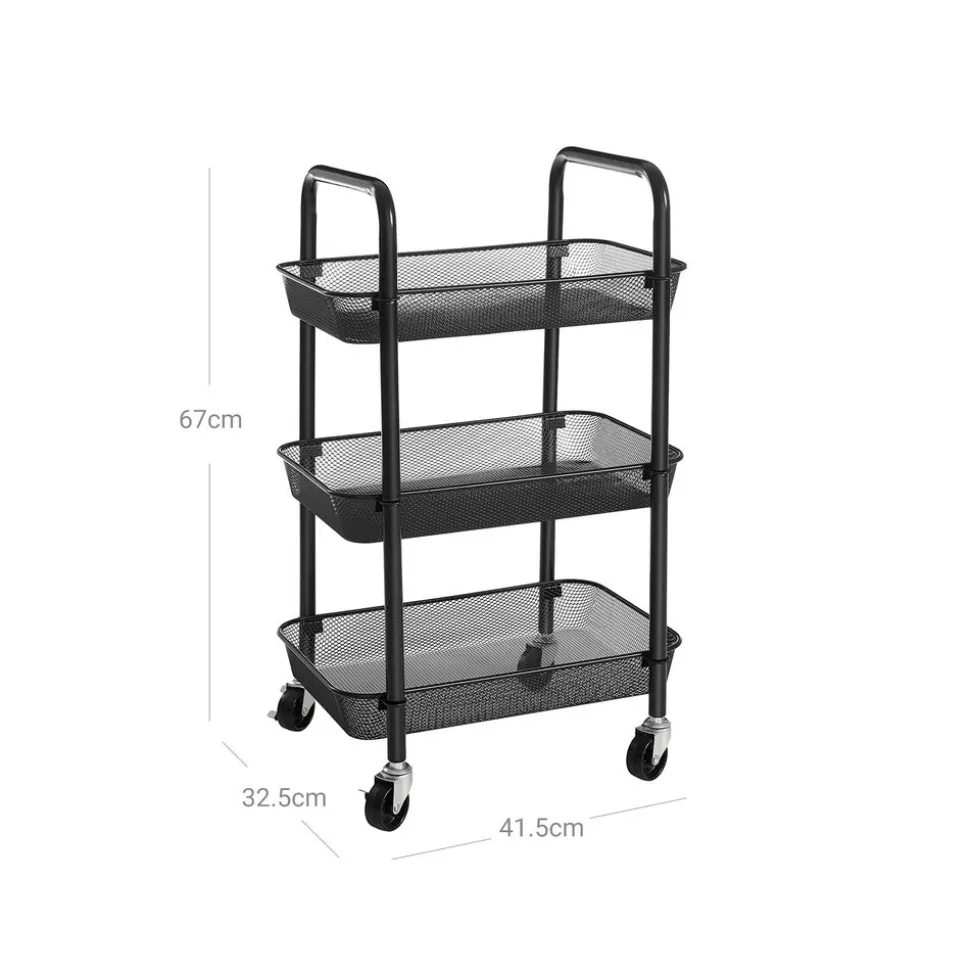 Flash Sale SONGMICS Chariot mobile à 3 niveaux Noir