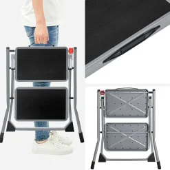 Discount SONGMICS Échelle 5 marches en aluminium Blanc