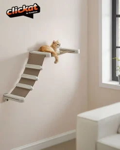 Best Sale SONGMICS Échelle avec hamac pour chat mural Marron Avoine + Marron Café