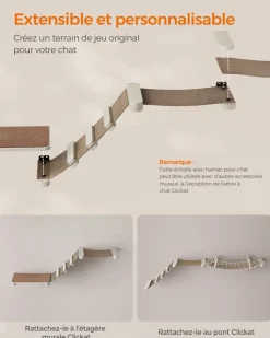 Best Sale SONGMICS Échelle avec hamac pour chat mural Marron Avoine + Marron Café