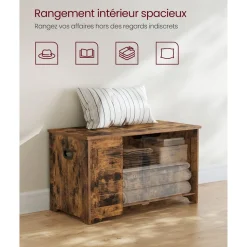 Outlet SONGMICS Coffre de rangement avec 2 charnières de sécurité marron rustique