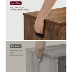 Outlet SONGMICS Coffre de rangement avec 2 charnières de sécurité marron rustique