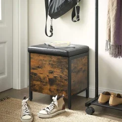 Discount SONGMICS Coffre de rangement banquette Marron Vintage