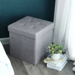 Shop SONGMICS Coffre de rangement 40L gris chiné