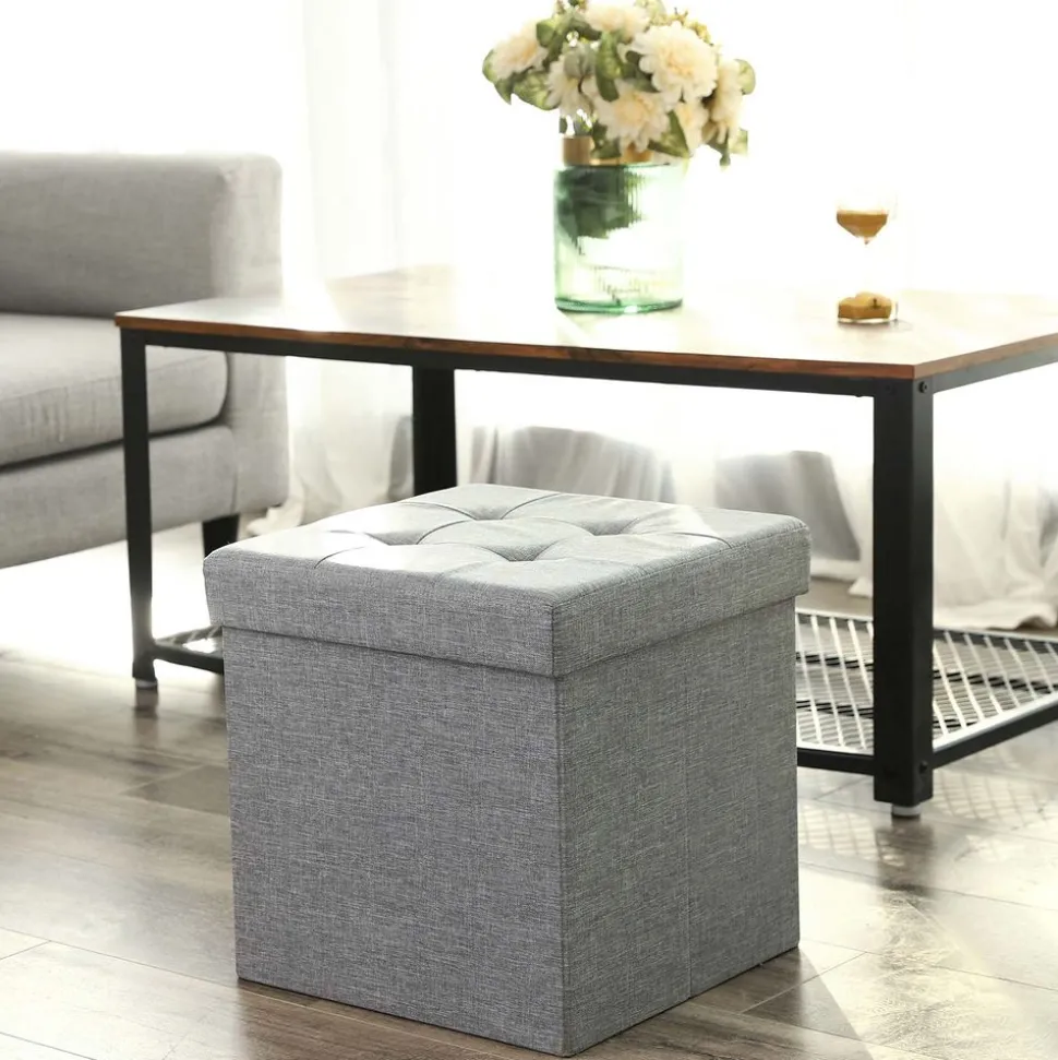 Best SONGMICS Coffre de rangement 40L gris clair