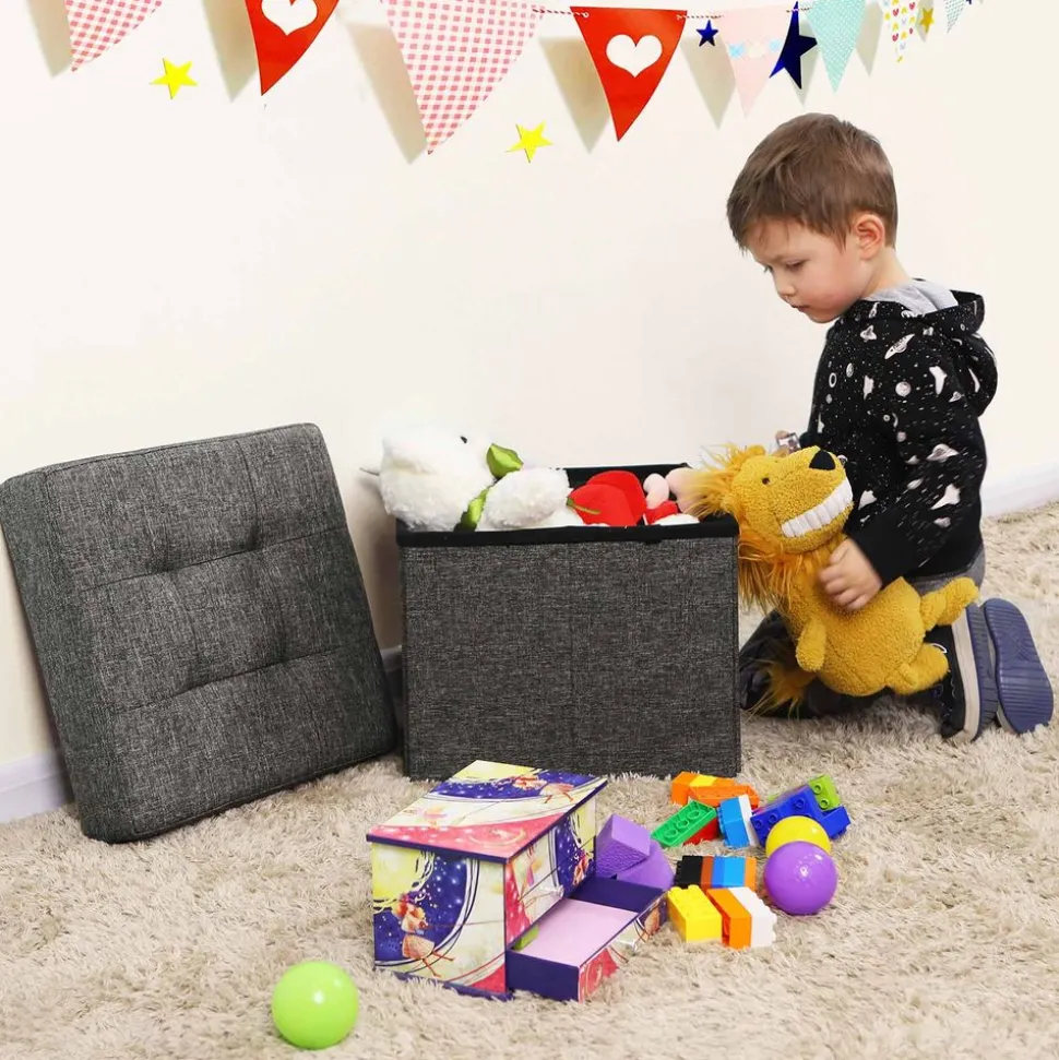 Best SONGMICS Coffre de rangement 40L gris clair