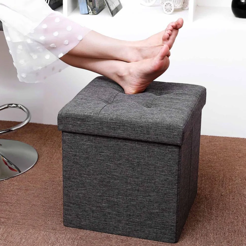 Best SONGMICS Coffre de rangement 40L gris clair