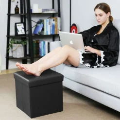 Best SONGMICS Coffre de rangement lisse 40L Noir