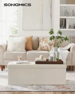 Fashion SONGMICS Coffre de rangement pliable 110 x 38 x 38 cm beige