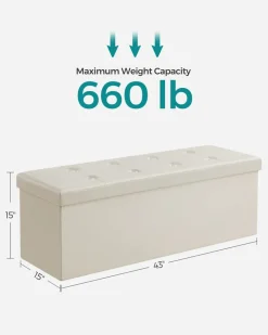 Fashion SONGMICS Coffre de rangement pliable 110 x 38 x 38 cm beige