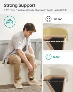 Fashion SONGMICS Coffre de rangement pliable 110 x 38 x 38 cm beige