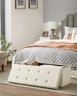 Fashion SONGMICS Coffre de rangement pliable 110 x 38 x 38 cm beige