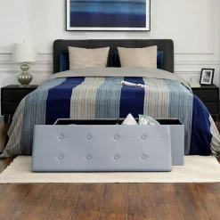 Fashion SONGMICS Coffre de rangement pliable 110 x 38 x 38 cm beige