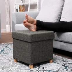 New SONGMICS Coffre rangement 40L gris foncé