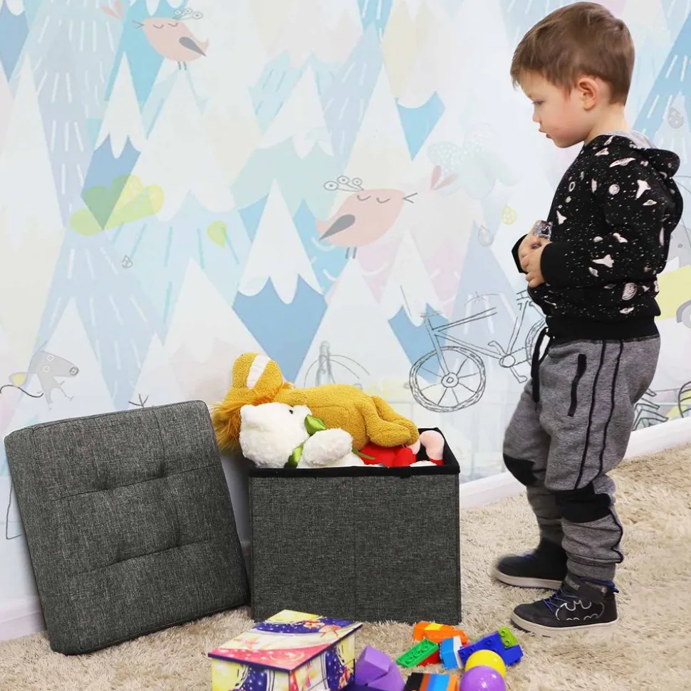 New SONGMICS Coffre rangement 40L gris foncé