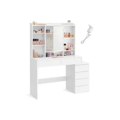 Clearance SONGMICS Coiffeuse 9 ampoules blanc