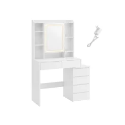 Clearance SONGMICS Coiffeuse 9 ampoules blanc