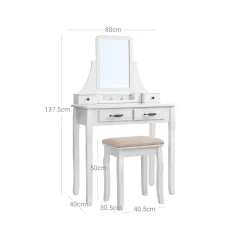 Cheap SONGMICS Coiffeuse 2 tiroirs Blanc