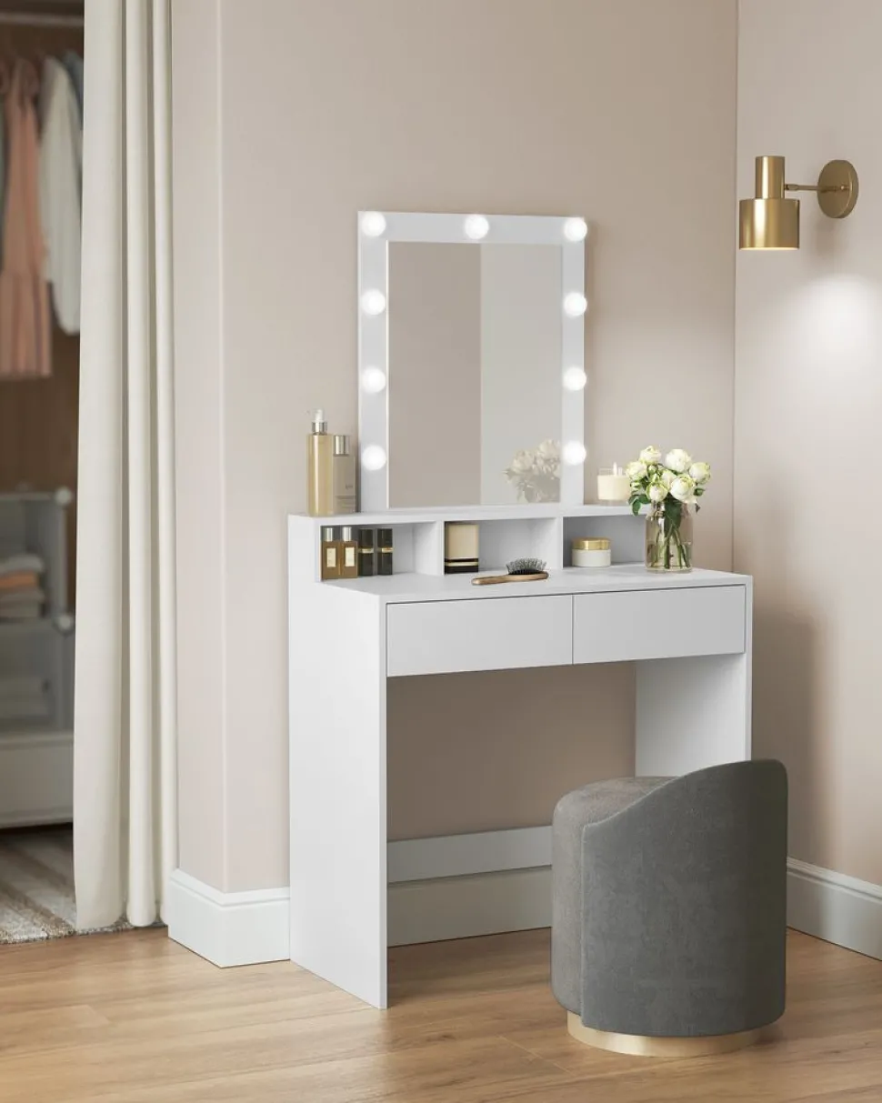 Shop SONGMICS Coiffeuse avec miroir et tabouret industriel