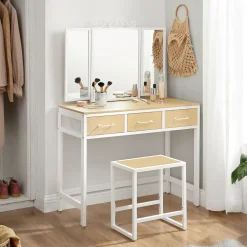 Store SONGMICS Coiffeuse avec tabouret Blanc