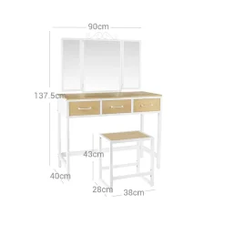 Store SONGMICS Coiffeuse avec tabouret Blanc