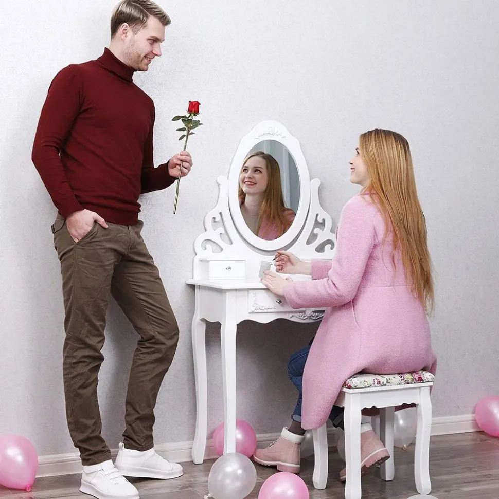 Fashion SONGMICS Coiffeuse burlesque Blanc