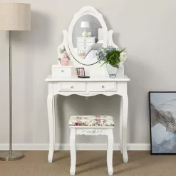 Fashion SONGMICS Coiffeuse burlesque Blanc