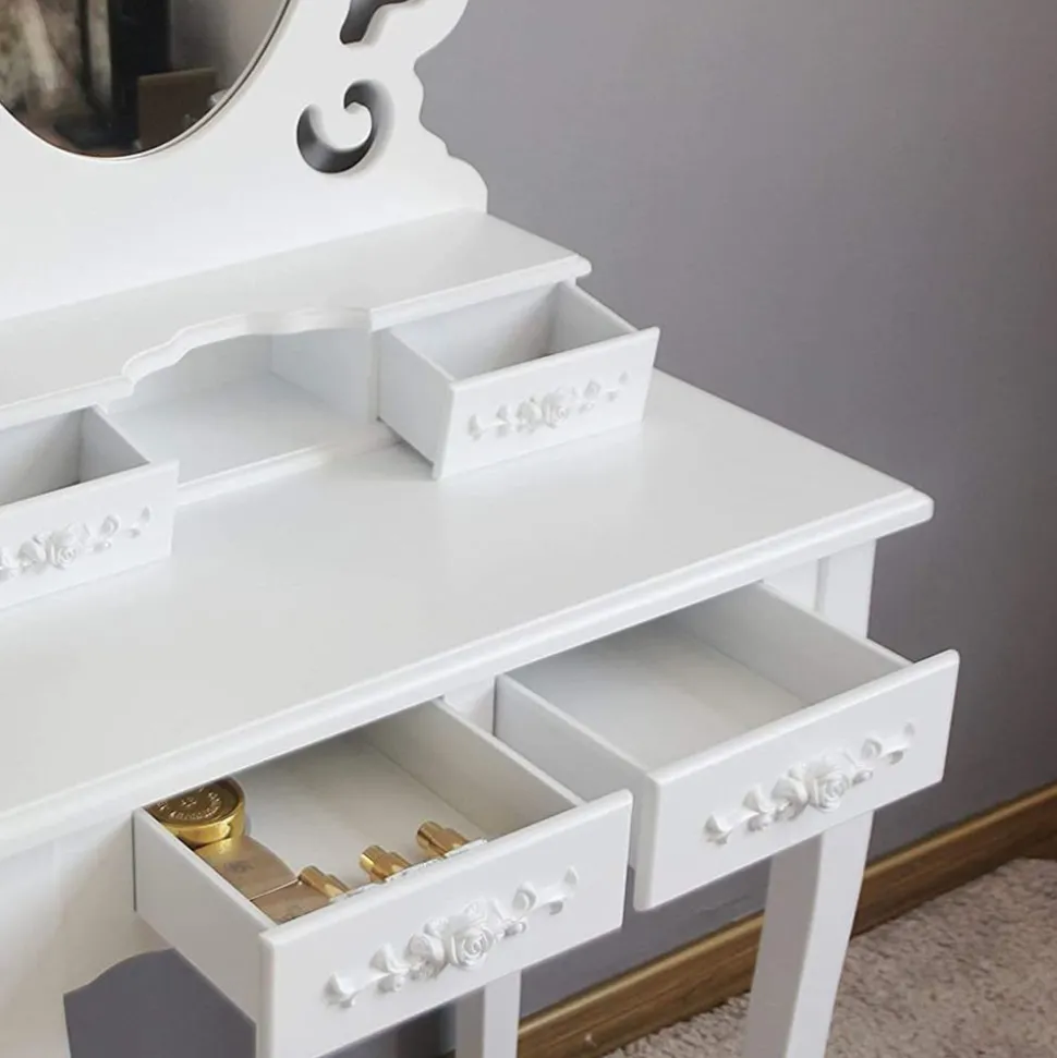 Fashion SONGMICS Coiffeuse burlesque Blanc