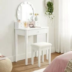 Clearance SONGMICS Coiffeuse LED Blanc