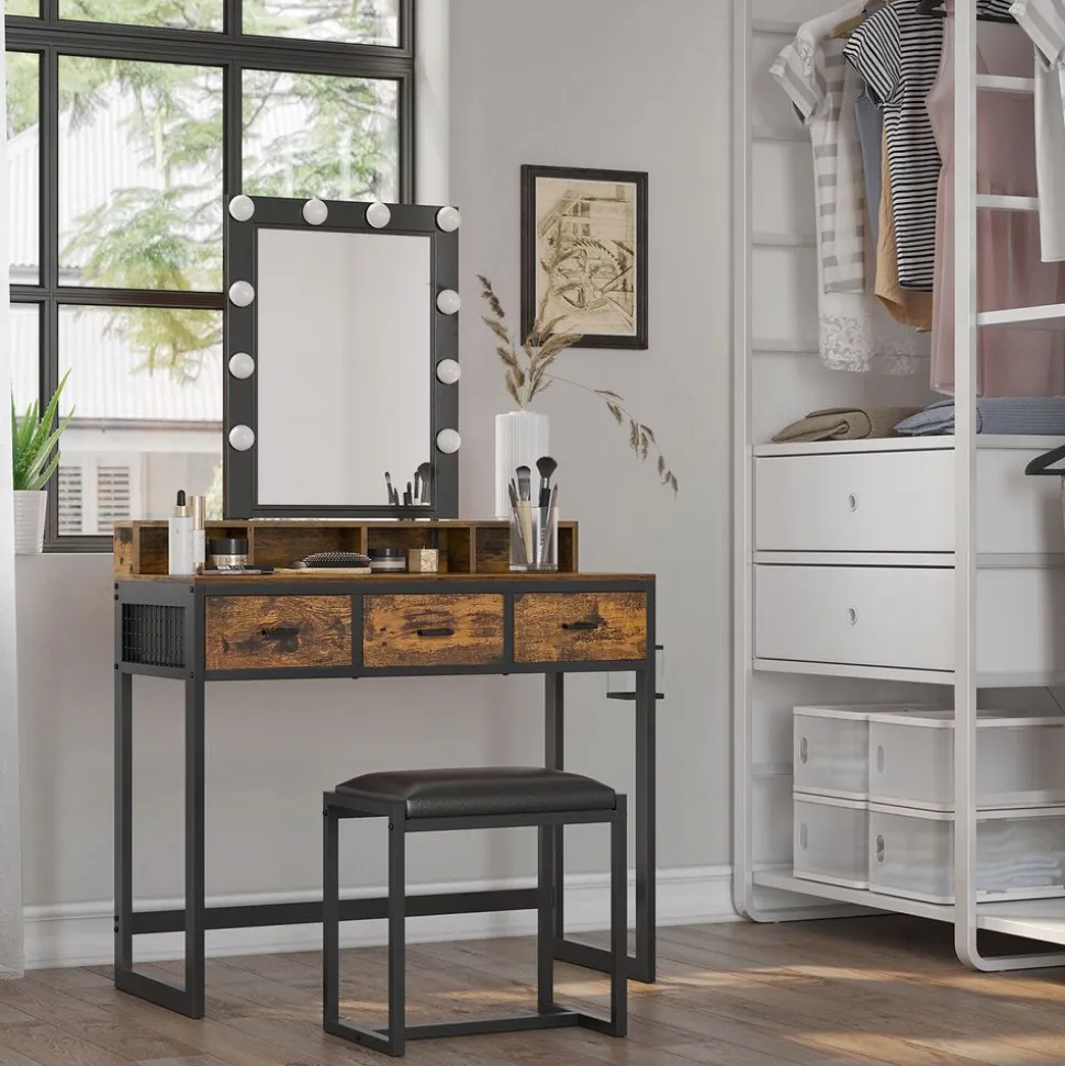 Online SONGMICS Coiffeuse LED rustique