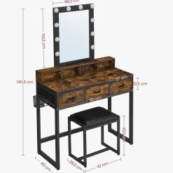 Online SONGMICS Coiffeuse LED rustique