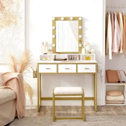 Online SONGMICS Coiffeuse LED rustique