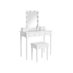 Cheap SONGMICS Coiffeuse miroir LED Blanc