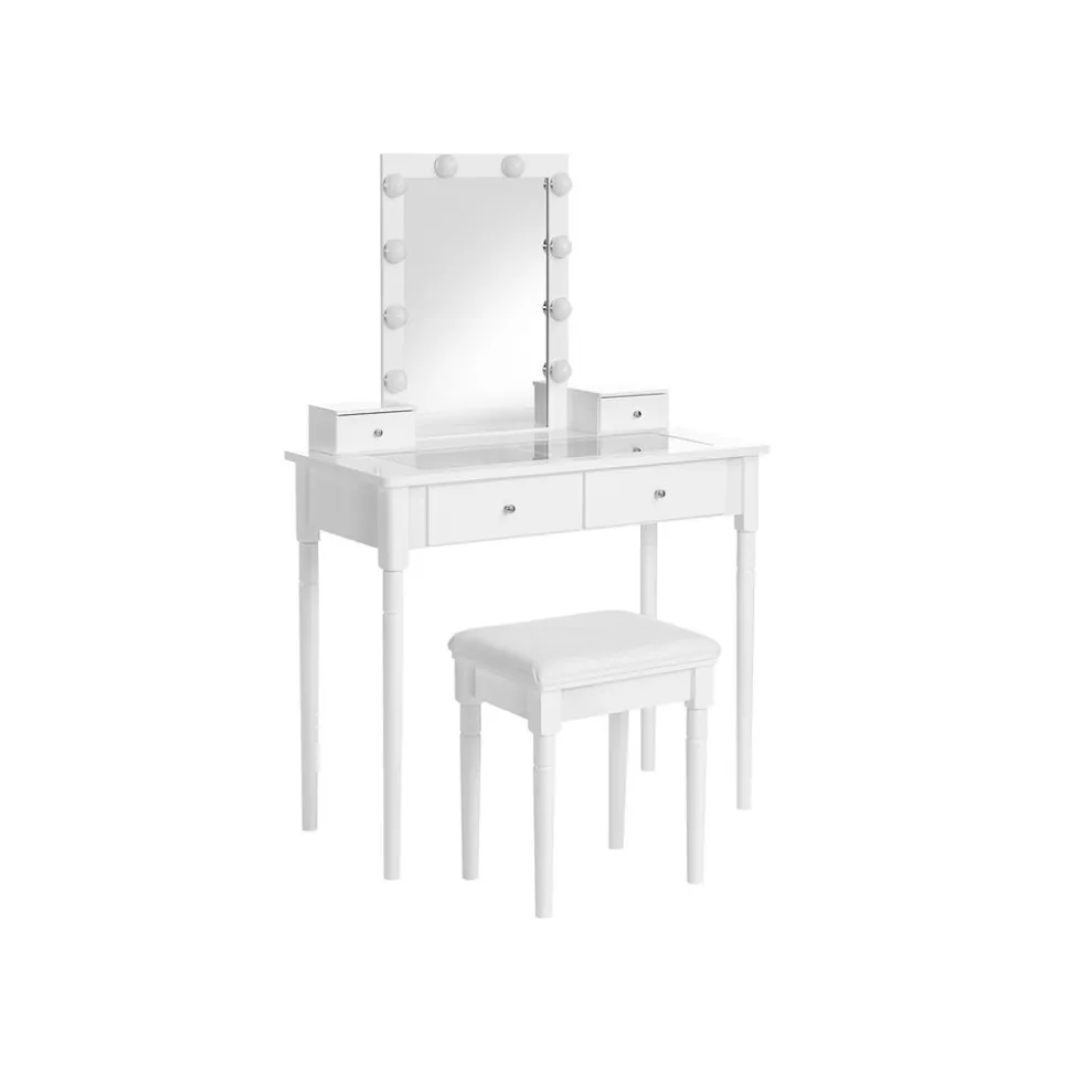 Cheap SONGMICS Coiffeuse miroir LED Blanc