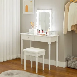 Cheap SONGMICS Coiffeuse miroir LED Blanc